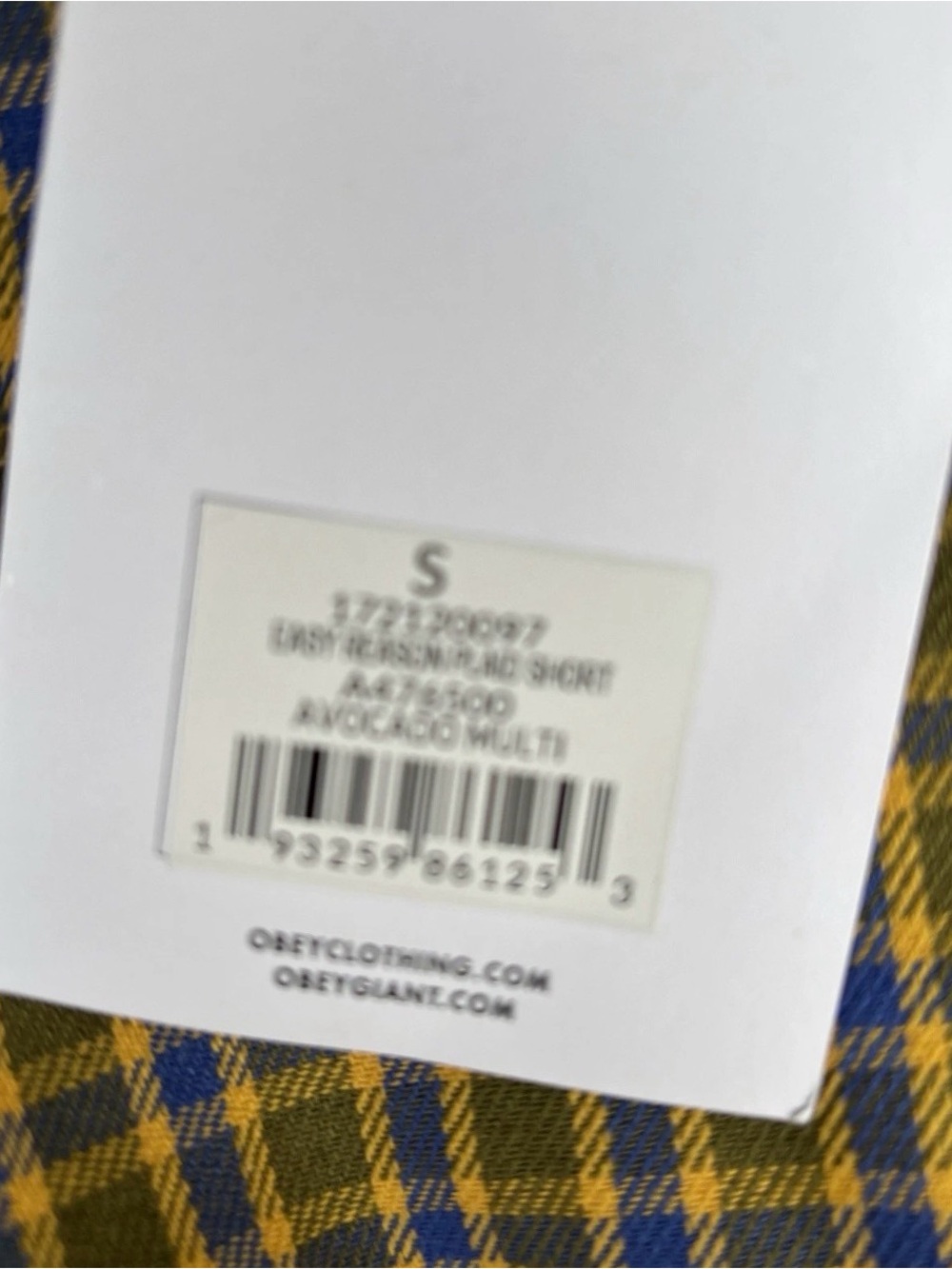 Obey Relaxed Shorts Men's Size Small Yellow Blue Checkered NWT - Picture 5 of 14